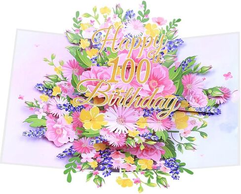 90th Birthday Card, Happy Birthday Card, Elegant Pop Up Cards with 3D Design Flowers for Women, Includes Note for Personal Wishes - Perfect Birthday Gifts for Her, Mom, Girlfriend (90th Birthday Card) in Saudi Arabia