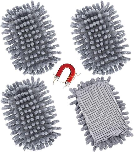 4 PCS Magnetic Microfiber Shag Dry Erase Whiteboard Eraser, Magnetic Washable Dry Erase Erasers White Board Chalk Board Eraser for Marker Chalk Home Classroom Office Supplies (Gray, Blue, Pink) in Kuwait