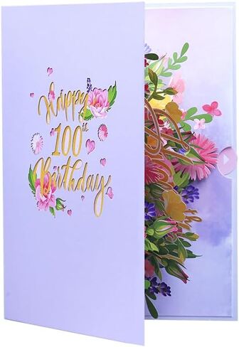 90th Birthday Card, Happy Birthday Card, Elegant Pop Up Cards with 3D Design Flowers for Women, Includes Note for Personal Wishes - Perfect Birthday Gifts for Her, Mom, Girlfriend (90th Birthday Card) in Saudi Arabia
