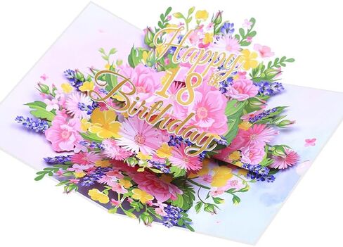 90th Birthday Card, Happy Birthday Card, Elegant Pop Up Cards with 3D Design Flowers for Women, Includes Note for Personal Wishes - Perfect Birthday Gifts for Her, Mom, Girlfriend (90th Birthday Card) in Saudi Arabia