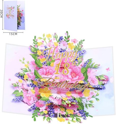 90th Birthday Card, Happy Birthday Card, Elegant Pop Up Cards with 3D Design Flowers for Women, Includes Note for Personal Wishes - Perfect Birthday Gifts for Her, Mom, Girlfriend (90th Birthday Card) in Saudi Arabia