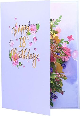 90th Birthday Card, Happy Birthday Card, Elegant Pop Up Cards with 3D Design Flowers for Women, Includes Note for Personal Wishes - Perfect Birthday Gifts for Her, Mom, Girlfriend (90th Birthday Card) in Saudi Arabia