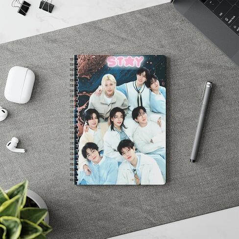 Kpop Stray Lined Notebook Spiral Bound 6x9, K-Pop Gifts For Teens, Cute School Supplies Aesthetic Writing Journal A5 Stationery Set For Women With Matching Bookmark & Pen (Stay) in Saudi Arabia