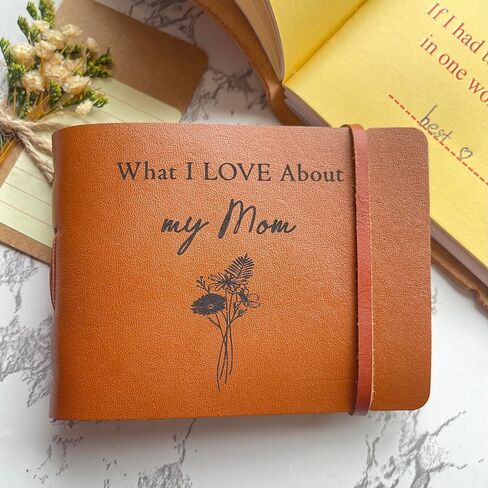 Handmade Leather What I Love About You Mom Journal Book to Fill In – Pocket Size Sentimental Gift for Mom, Mother, Stepmother – Cute Fill in the Blank Love Mom Book for Mother’s Day, 50 Prompts in Saudi Arabia