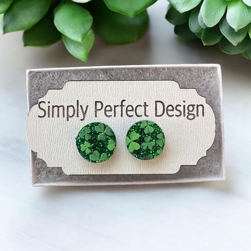 Four Leaf Clover Studs Simply Perfect Design - Patriotic American Flag Stud Earrings for Women, Hypoallergenic and Cute - Acrylic USA Jewelry, Perfect Fashion Accessories & Gifts - (Large) in Saudi Arabia