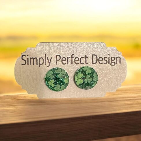Four Leaf Clover Studs Simply Perfect Design - Patriotic American Flag Stud Earrings for Women, Hypoallergenic and Cute - Acrylic USA Jewelry, Perfect Fashion Accessories & Gifts - (Large) in Saudi Arabia