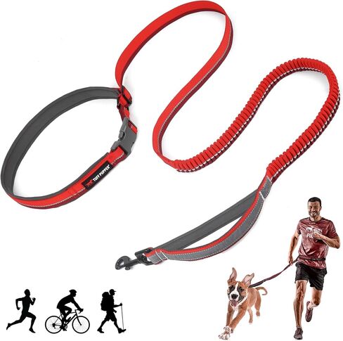 tuff pupper اليدين الحرة قابلة للتعديل الكلب مقود | خفيفة الوزن لجري الركض المشي | حزام الخصر مبطن (24-50 بوصة) | يضبط 3 إلى 6 أقدام الطول | نايلون باليستية قوية مع شرائط عاكسة in Kuwait