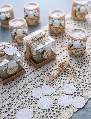 10 Piece Set of Wooden Tealight Candle Holders, Wedding Party Guest Favors, Thank You Favors, Return Gifts, Bridal Shower, Bithday Party, Housewarming Gifts for Guests. (Light Brown) in Kuwait