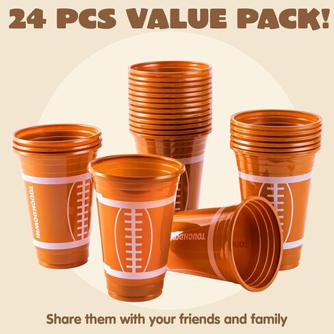 Joyin 24 PCS Football Plastic Cups ، 16oz يمكن التخلص من الكؤوس لكرة القدم بشكل كبير للحدث الرياضي ، لوازم حفلات كرة القدم ، زخارف حفلات الأدوات المائدة العطلات in Saudi Arabia