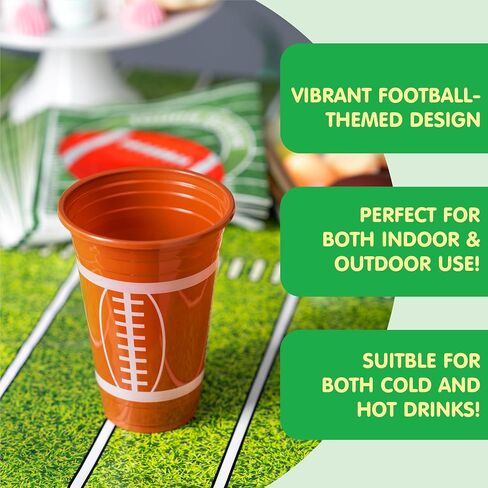 Joyin 24 PCS Football Plastic Cups ، 16oz يمكن التخلص من الكؤوس لكرة القدم بشكل كبير للحدث الرياضي ، لوازم حفلات كرة القدم ، زخارف حفلات الأدوات المائدة العطلات in Saudi Arabia