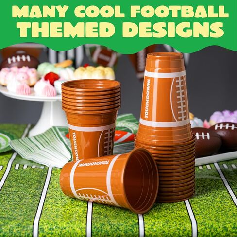 Joyin 24 PCS Football Plastic Cups ، 16oz يمكن التخلص من الكؤوس لكرة القدم بشكل كبير للحدث الرياضي ، لوازم حفلات كرة القدم ، زخارف حفلات الأدوات المائدة العطلات in Saudi Arabia