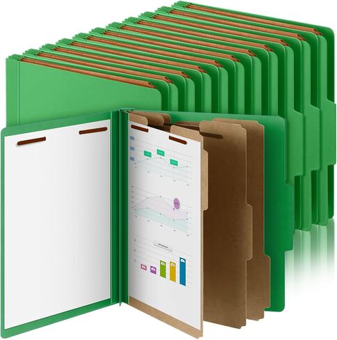 48 Pcs Classification Folders Letter Size,3 Dividers Pressboard File Folder Bulk,3.5 Inch Expansion,2 Prongs Fastener, Back to School Heavy Duty File Organizer for Student, Teacher (Green) in Kuwait