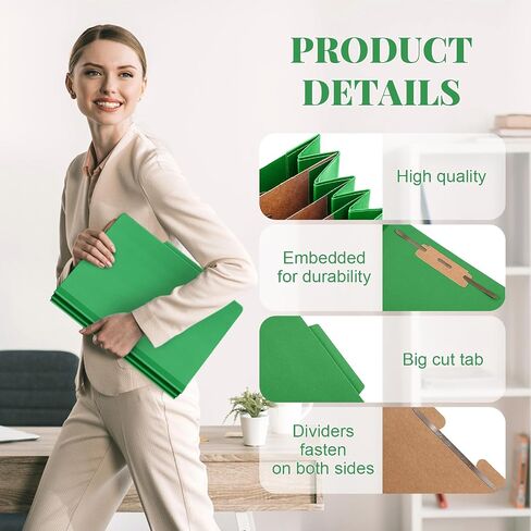 48 Pcs Classification Folders Letter Size,3 Dividers Pressboard File Folder Bulk,3.5 Inch Expansion,2 Prongs Fastener, Back to School Heavy Duty File Organizer for Student, Teacher (Green) in Kuwait