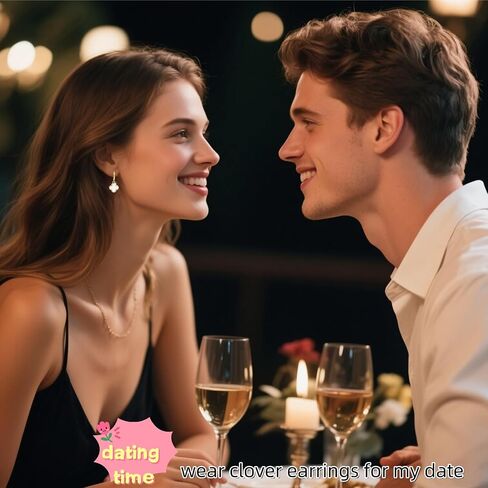 Clover Earrings for Women Four Leaf Clover Earrings Clover Dangle Earring 4 Leaf Gold Hoops Good Lucky Gifts Mothers Day Gifts Birthday Christmas Anniversary Jewelry (Gold/White Clover Jewelry) in Kuwait