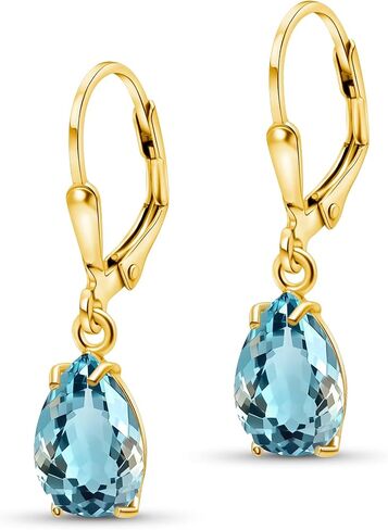14K Gold Plated Emerald Teardrop Earrings for Women – May Birthstone Jewelry – Dainty Leverback Earrings in Gold Over 925 Sterling Silver – Elegant Gift for Women in Saudi Arabia
