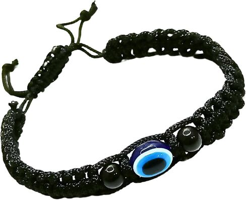Evil Eye Bracelets for Women Men Handmade Braided Kabbalah Bracelet Good Luck Protection Bracelet Rope Cord Thread Friendship Adjustable String Minimalist Jewelry (black) in Saudi Arabia