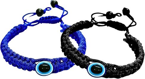 Evil Eye Bracelets for Women Men Handmade Braided Kabbalah Bracelet Good Luck Protection Bracelet Rope Cord Thread Friendship Adjustable String Minimalist Jewelry (black) in Saudi Arabia