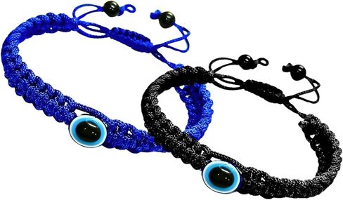 Evil Eye Bracelets for Women Men Handmade Braided Kabbalah Bracelet Good Luck Protection Bracelet Rope Cord Thread Friendship Adjustable String Minimalist Jewelry (black) in Saudi Arabia