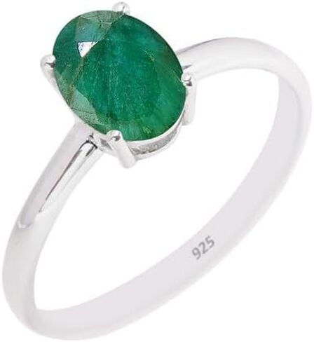 Delicate Emerald Stone Ring, 925 Sterling Silver Ring Handmade Statement Ring For Women and Girls, Minimalist Gemstone Ring Engagement, Unique Christmas Jewelry Gift For, Promise Ring Size US 12 in Saudi Arabia