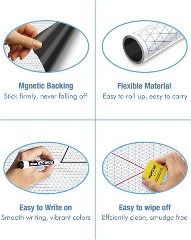 Magnetic Graph Paper for Whiteboard: 17.5x24 Inches Dry Erase Grid XY Coordinate Plane for White Board - Grid Magnetic Board with Markers, Magnets, Eraser for Teacher Math Classroom Must Have in Saudi Arabia