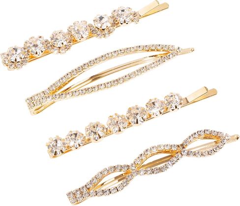 L. Erickson Crystal Bobby Pins, 4-Pack - Crystal | Gold in Saudi Arabia