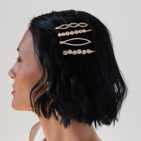 L. Erickson Crystal Bobby Pins, 4-Pack - Crystal | Gold in Saudi Arabia