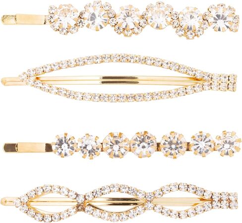 L. Erickson Crystal Bobby Pins, 4-Pack - Crystal | Gold in Saudi Arabia