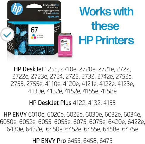 HP 67 | خرطوشة حبر | تعمل مع سلسلة HP انفي 6000، سلسلة HP انفي برو 6400، HP DeskJet 1255، سلسلة 2700، ديسك جيت بلس 4100 | اسود | 3YM56AN in Saudi Arabia