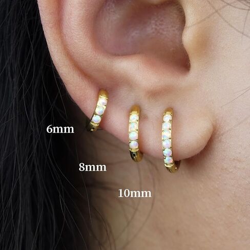 4Pair 316L Surgical Steel Opal Small Hoop Earrings for Women Hypoallergenic Medical Grade Lightweight Huggie Earring stacks For Cartilage Helix Daith Tragus Lobe Piercing Jewelry in Saudi Arabia