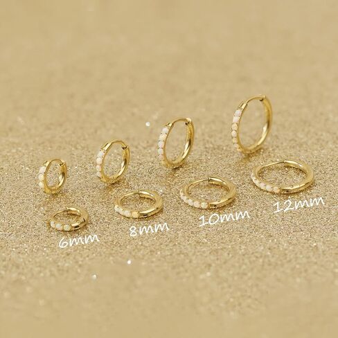 4Pair 316L Surgical Steel Opal Small Hoop Earrings for Women Hypoallergenic Medical Grade Lightweight Huggie Earring stacks For Cartilage Helix Daith Tragus Lobe Piercing Jewelry in Saudi Arabia