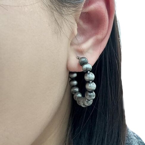 Navajo Pearls Dangle Chunky Hoop Earrings for Women Hypoallergenic Vintage Western Cowgirl Jewelry-Small in Saudi Arabia