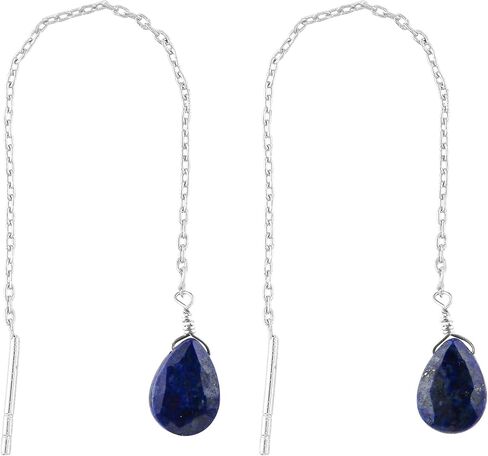 Natural Faceted Drops Beads Threader Earring Birthstone Earrings for Women, Beads 9x6 mm, Silver Plated Handmade Jewelry Gift For Her (Red Garnet) in Saudi Arabia