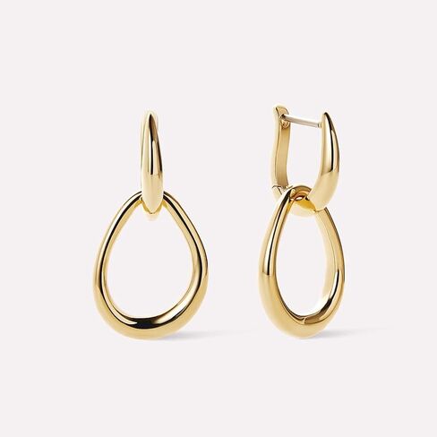 Gold Earrings for Women Trendy 14K Gold Plated Double Hoop Dangle Earring Thin Minimalist Lightweight Dainty Drop Earrings Jewelry Gift for Her in Saudi Arabia