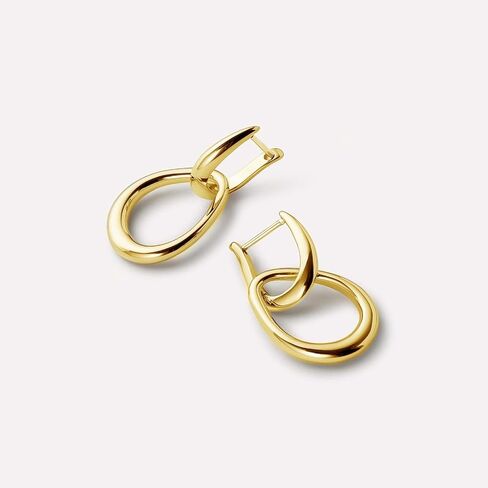 Gold Earrings for Women Trendy 14K Gold Plated Double Hoop Dangle Earring Thin Minimalist Lightweight Dainty Drop Earrings Jewelry Gift for Her in Saudi Arabia