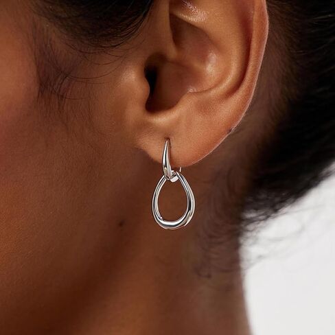 Gold Earrings for Women Trendy 14K Gold Plated Double Hoop Dangle Earring Thin Minimalist Lightweight Dainty Drop Earrings Jewelry Gift for Her in Saudi Arabia