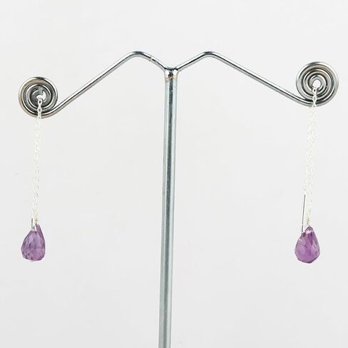 قطرات الطبيعية من الخرز Threader حلق أقراط من الحجر للنساء ، والخرز 9x6 مم ، والفضة هدية المجوهرات المصنوعة يدويًا لها (العقيق الأحمر) in Kuwait