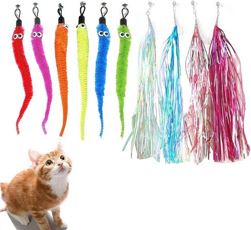 LogFaadCoi 10-Pack of Vibrant Feathered Cat Toy Refills: Perfect Wand Attachments for Indoor Cats, Enhance Your Pet's Playtime with These Exciting Replacement Feather Cat Toys in Saudi Arabia