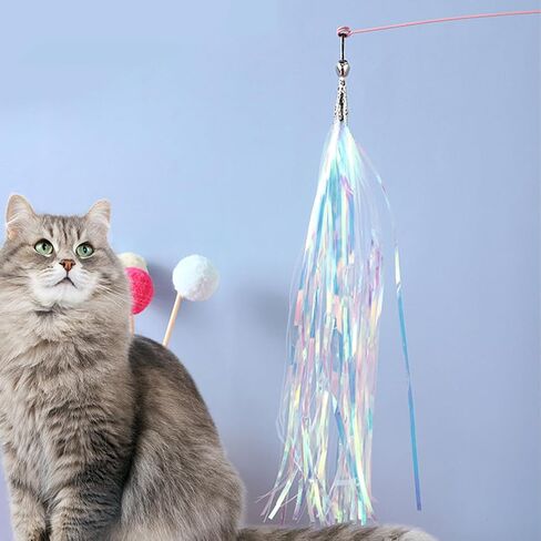 LogFaadCoi 10-Pack of Vibrant Feathered Cat Toy Refills: Perfect Wand Attachments for Indoor Cats, Enhance Your Pet's Playtime with These Exciting Replacement Feather Cat Toys in Saudi Arabia