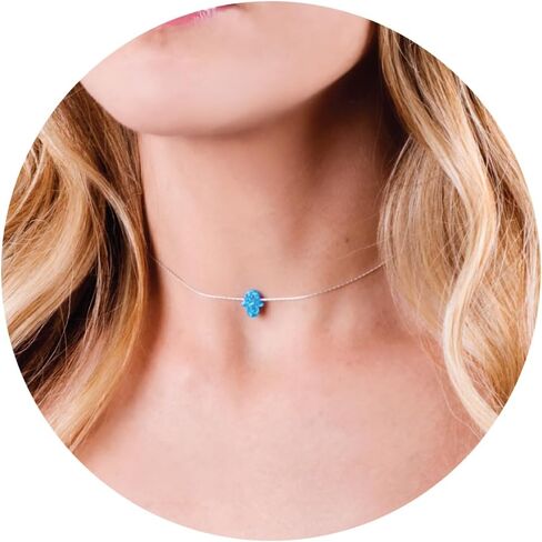 Delicate 14K Gold Filled Opal Hamsa Choker Necklace - Delicate Thin Gold Chain with Sparkling White Opal Hand Charm for Modern Protection (White, Gold Filled) in Saudi Arabia