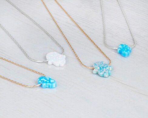 Delicate 14K Gold Filled Opal Hamsa Choker Necklace - Delicate Thin Gold Chain with Sparkling White Opal Hand Charm for Modern Protection (White, Gold Filled) in Saudi Arabia