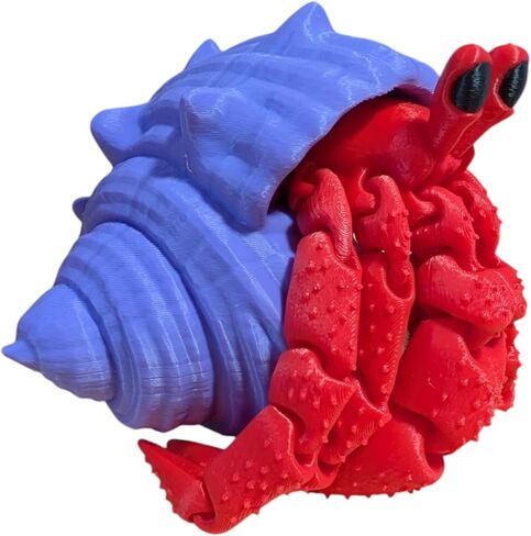 Hermit Crab Fidget Toy with Removable Shell, 3D Printed animals, crab toy, 3d printed toys (Blue+Green/Marble Shell) in Saudi Arabia