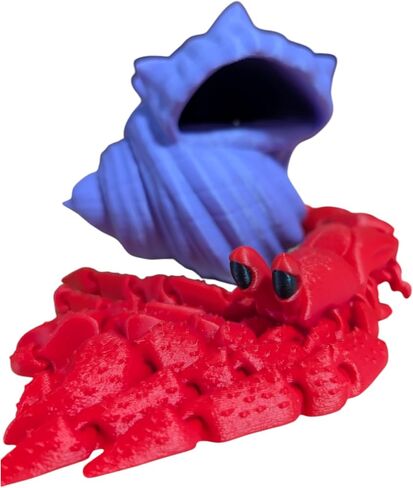 Hermit Crab Fidget Toy with Removable Shell, 3D Printed animals, crab toy, 3d printed toys (Blue+Green/Marble Shell) in Saudi Arabia