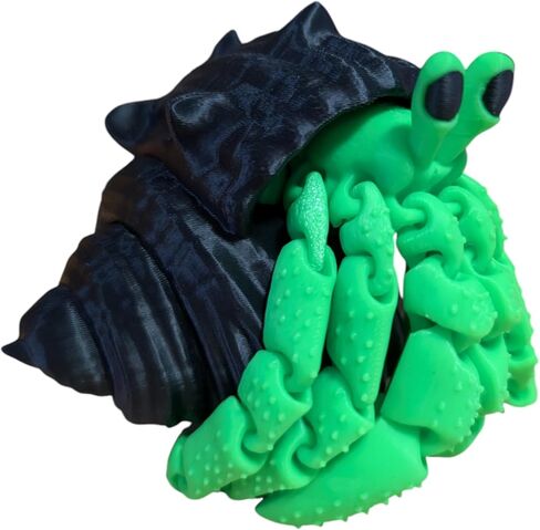 Hermit Crab Fidget Toy with Removable Shell, 3D Printed animals, crab toy, 3d printed toys (Blue+Green/Marble Shell) in Saudi Arabia