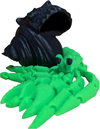 Hermit Crab Fidget Toy with Removable Shell, 3D Printed animals, crab toy, 3d printed toys (Blue+Green/Marble Shell) in Saudi Arabia