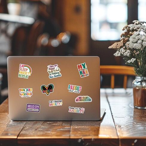 (10pcs) Anxiety Stickers Calm Strips Sensory Mental Health Fidget Stickers Funny Gifts Multiple Different Design, Waterproof, UV- Resistant, Suitable for Tumbler, Laptop, Car, Truck in Kuwait