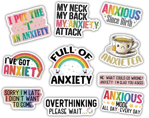 (10pcs) Anxiety Stickers Calm Strips Sensory Mental Health Fidget Stickers Funny Gifts Multiple Different Design, Waterproof, UV- Resistant, Suitable for Tumbler, Laptop, Car, Truck in Kuwait