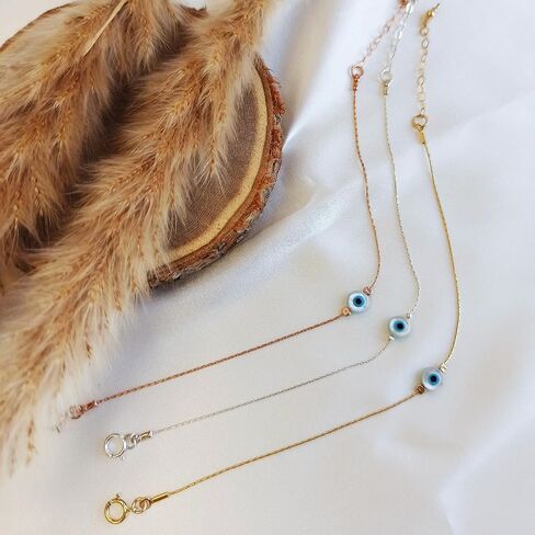 Minimalist Evil Eye Charm on a Thin Gold Filled Bracelet - Handmade Delicate Good Luck Protection Bracelet - Length 6.5 + 1 inch extending (Round Eye, Gold Filled) in Saudi Arabia