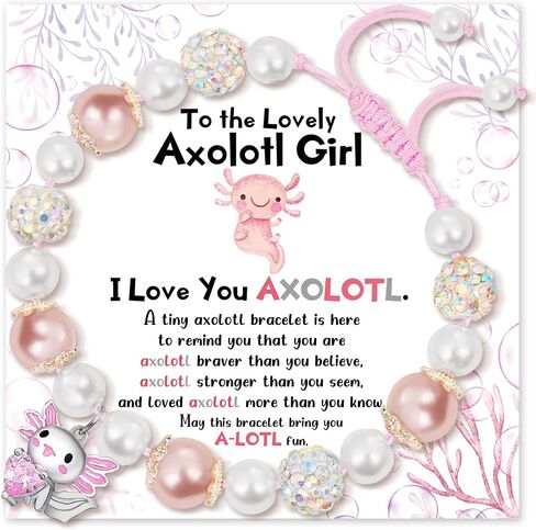 Axolotl Bracelet for Girls, Cute Axolotl Gifts as Mothers Day Gift for Daughter Granddaughter Niece, Adjustable Graduation Girls Bracelet Axolotl Stuff with Lovely Card Kawaii Gifts in Saudi Arabia
