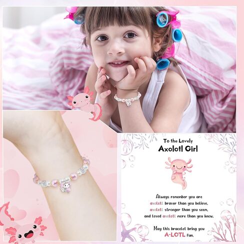 Axolotl Bracelet for Girls, Cute Axolotl Gifts as Mothers Day Gift for Daughter Granddaughter Niece, Adjustable Graduation Girls Bracelet Axolotl Stuff with Lovely Card Kawaii Gifts in Saudi Arabia