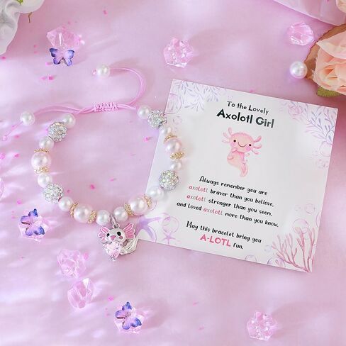 Axolotl Bracelet for Girls, Cute Axolotl Gifts as Mothers Day Gift for Daughter Granddaughter Niece, Adjustable Graduation Girls Bracelet Axolotl Stuff with Lovely Card Kawaii Gifts in Saudi Arabia